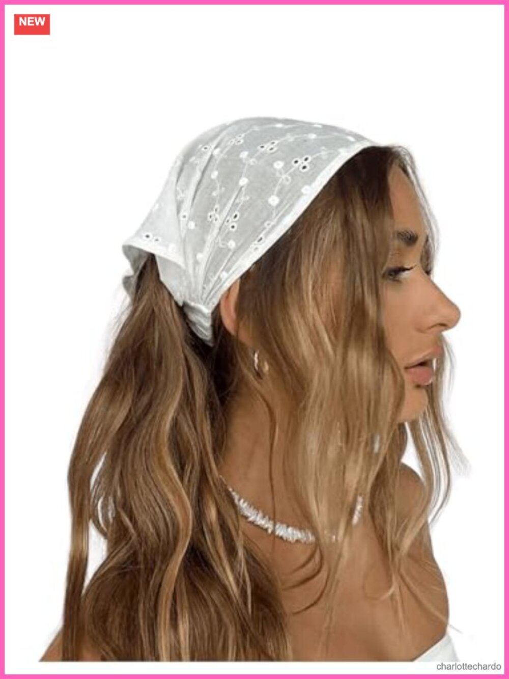 Women's Boho Crochet Head Scarf Triangle Elastic Polyester Bandana Headband